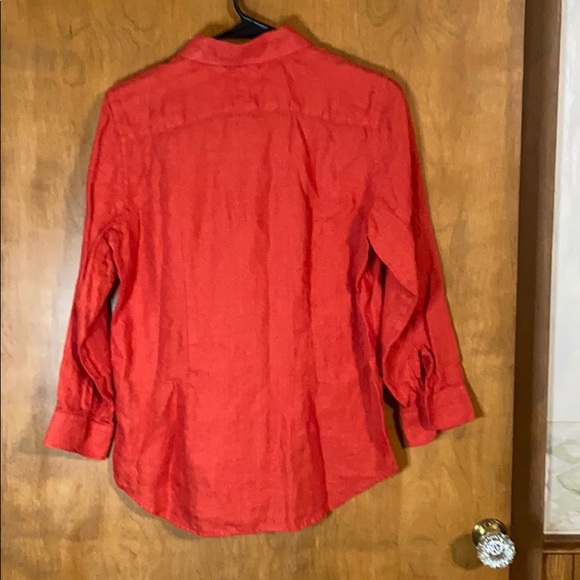Lauren Ralph Lauren Orange Linen Button Down Sz S - Picture 4 of 4